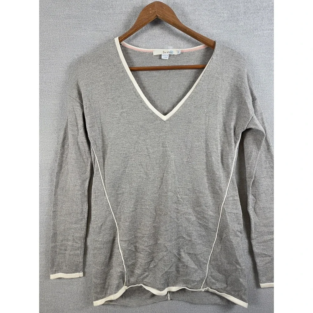Boden Womens XS‎ Wool Cashmere Blend Sweater Pullover Gray Knit Edge Trim